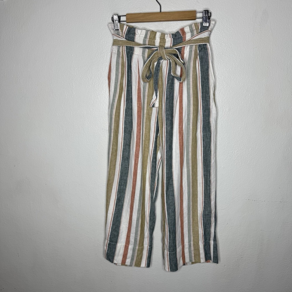 Madewell Tie Waist Houston Pull‎ On Crop Stripe Pants Beach Womens Small Boho